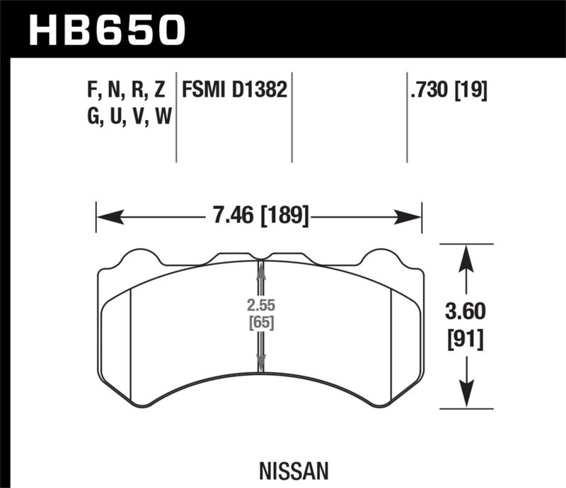 Hawk 09-11 Nissan GT-R DTC-60 Motorsports Front Brake Pads - HB650G.730