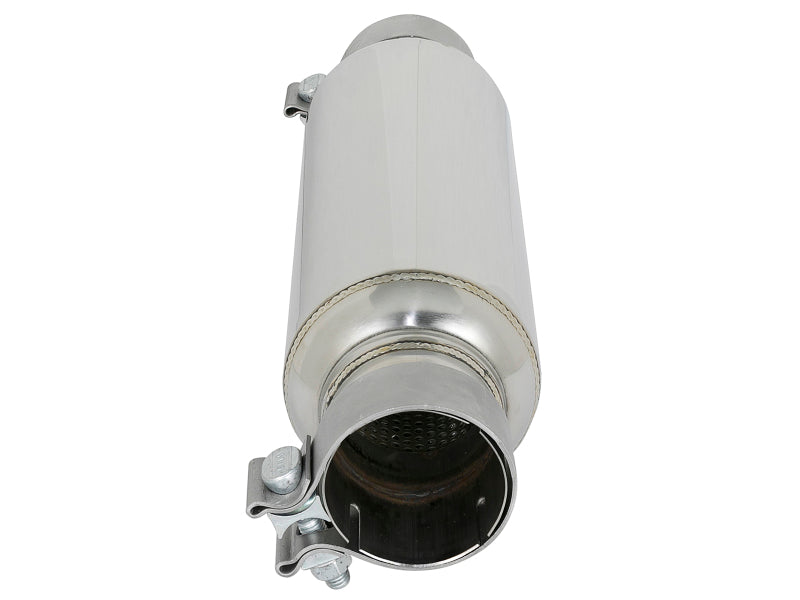 aFe MACH Force-Xp Resonator 2-1/2 IN Inlet/Outlet x 4 IN Dia. x 12 IN Body x 15 IN Overall Length - 49M10003