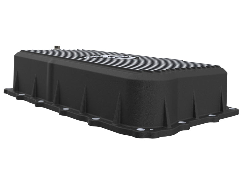 aFe 20-26 GM Trucks L6 3.0L Transmission Pan - Black w/ Machined Fins - 46-71420B