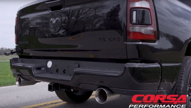 Corsa 19-24 Ram 1500 5.7L Crew Cab w/ 57in or 76in Bed Cat-Back Dual Rr Exit 5in Satin Polished Tips - 21035