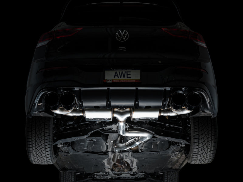 AWE Tuning MK8 Volkswagen Golf R 3in Touring Edition Quad Exhaust - Diamond Black Tips - 3015-43658
