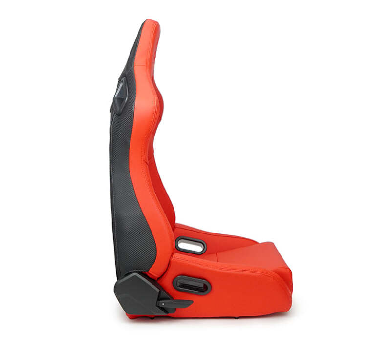 NRG Omega Reclinable Racing Seat (Pair) Red with Black Carbon Vinyl Back - RSC-750RD/BK L/R