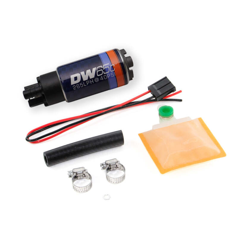 DeatschWerks 265 LPH DW65C Series Compact Fuel Pump w/o Mounting Clips (w/ Universal Install Kit) - 9-651-1000