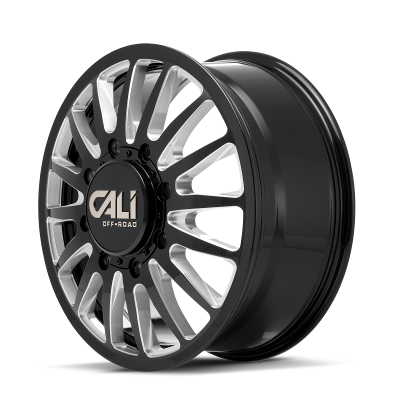 Cali Off-Road 9110D Summit Dually 22x8.25 / 8x165.1 BP / 115mm OS / 121.3mm Hub Gls Blk Mill Wheel - 9110D-22881BMF115