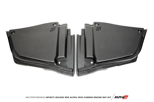 AMS Performance Infiniti 17+ Q60 / 16+ Q50 3.0TT Alpha Matte Carbon Rear Engine Bay Cover Set - ALP.28.06.0003-1