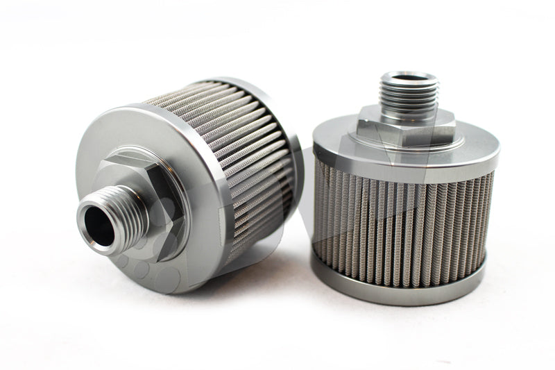 DeatschWerks Stainless Steel 8AN 100 Micron Universal Fuel Pump Pre-Filter - 8-01-08100