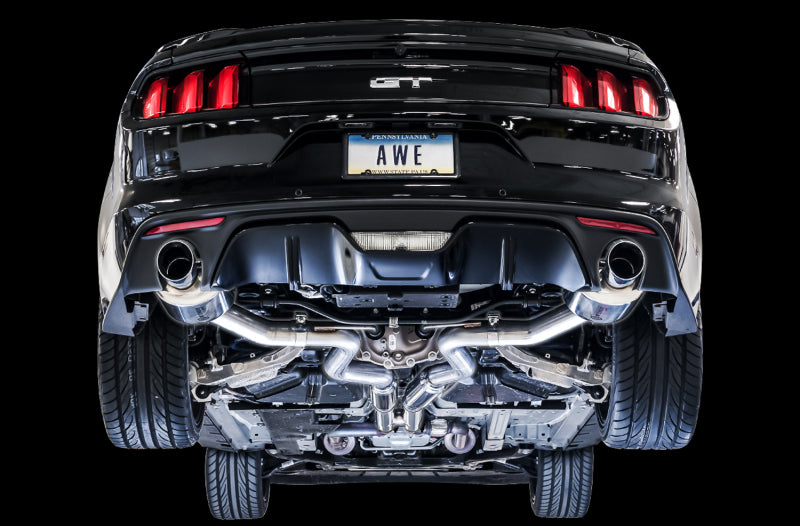 AWE Tuning S550 Mustang GT Cat-Back Exhaust - Touring Edition (Chrome Silver Tips) - 3015-32084