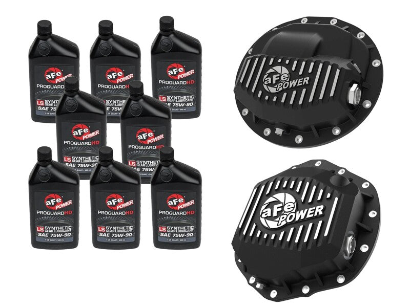 aFe Power Front/Rear Diff Cover Kit w/ Oil 19-25 Dodge L6 Trucks (AAM 9.25-12 & AAM 11.5/12-14) - 46-7702AB