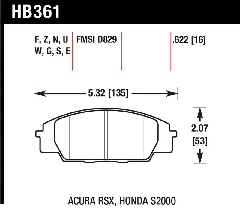 Hawk Honda S2000/Civic Type R/Acura RSX Front Race Pads Blue 9012 - HB361E.622