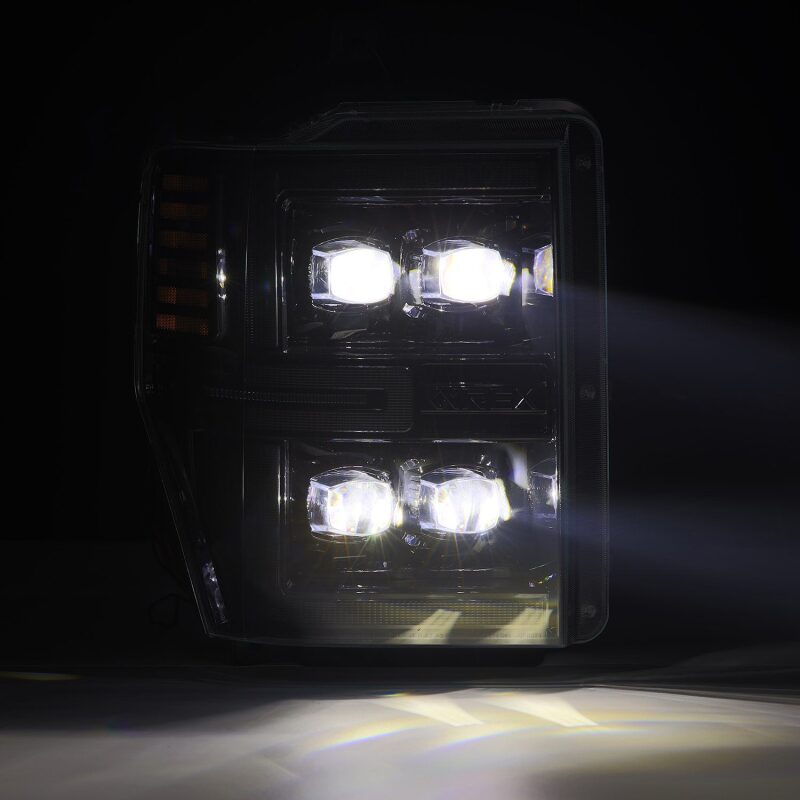 AlphaRex 08-10 Ford F250-550 NOVA-Series LED Projector Headlights Alpha-Blk w/Activ Light/Seq Signal - 880311
