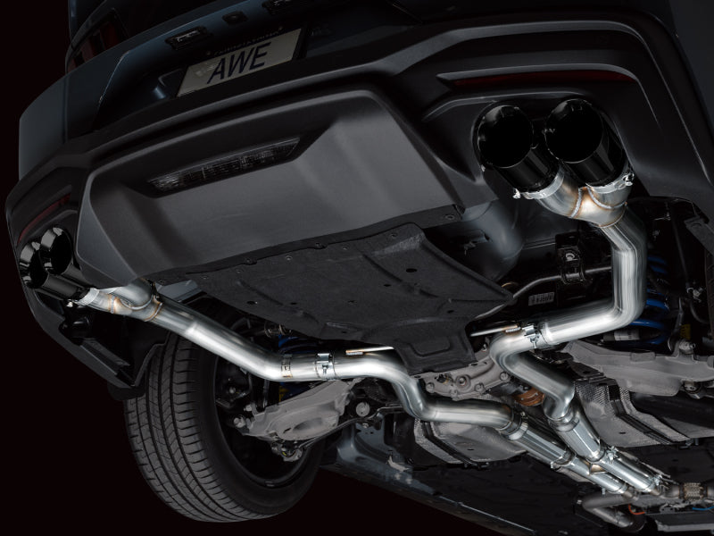 AWE 2024 Ford Mustang GT Fastback S650 RWD Track Edition Cat-Back Exhaust w/ Quad Diamond Black Tips - 3020-43650