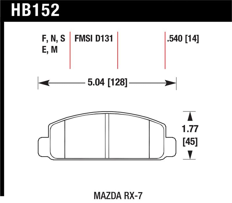Hawk Mazda RX-7 HPS Street Front Brake Pads - HB152F.540