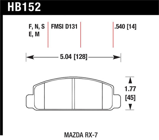 Hawk Mazda RX-7 HPS Street Front Brake Pads - HB152F.540