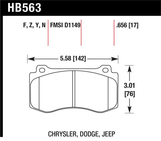 Hawk 06-07 Dodge Magnum SRT8 / 06-09 Challenger SRT8 / 05-07/09 Chrysler 300 C SRT8 HPS Street Front - HB563F.656