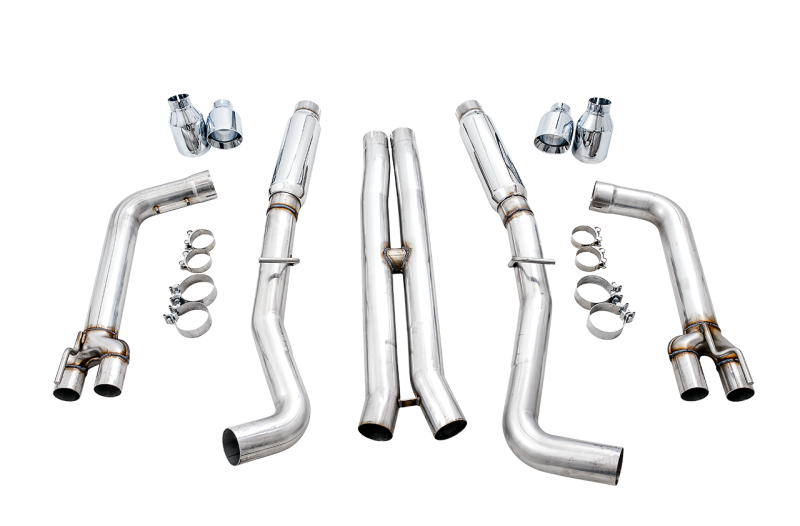 AWE Tuning 2015+ Dodge Challenger 6.4L/6.2L SC Track Edition Exhaust - Quad Chrome Silver Tips - 3015-42136