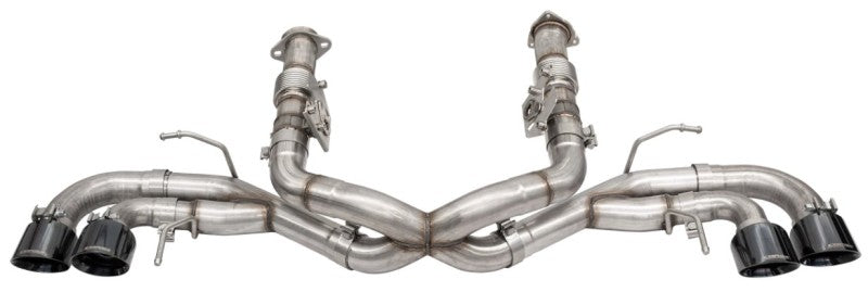 Corsa 20-25 Corvette C8 3in Xtreme Cat-Back Exhaust 4.5in Blk Quad Tips - Integrates stock AFM Valve - 21102BLK