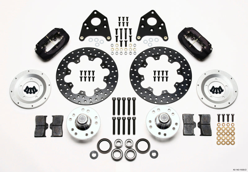 Wilwood Forged Dynalite Front Drag Kit Drilled Rotor 1970-1973 Mustang Disc & Drum Spindle - 140-11930-D