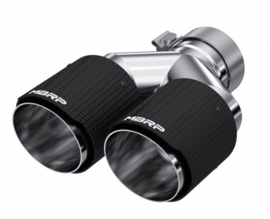 MBRP 3in ID / Dual 4in OD Out Staggered L 9.87in / R 9.37in Dual Wall Carbon Fiber Univ Exhaust Tip - T5182CF