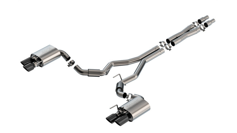 Borla 2024 Ford Mustang GT 5.0L V8 w/ Active Exhaust S-Type Cat-Back Exhaust System - Black Chrome - 140962BC