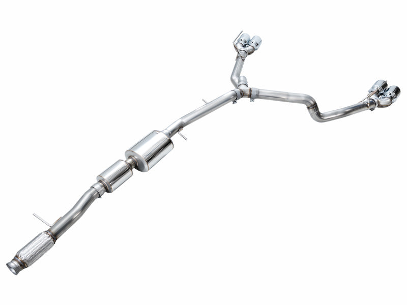 AWE Tuning 2021+ GMC Tahoe/Yukon 5.3L 0FG Split Rear Exit Catback Exhaust - Quad Chrome Silver Tips - 3015-42006
