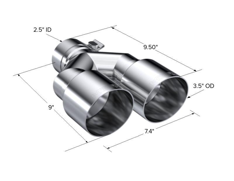 MBRP Universal T304 SS Dual Tip 3.5in OD/2.5in Inlet - T5171