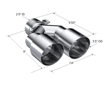 Load image into Gallery viewer, MBRP Universal T304 SS Dual Tip 3.5in OD/2.5in Inlet - T5171