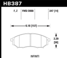 Load image into Gallery viewer, Hawk 06-09 350z/ 05-08 G35 w/o Brembo Performance Ceramic Street Front Brake Pads - HB387Z.547