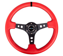 Load image into Gallery viewer, NRG Reinforced Steering Wheel (350mm / 3in. Deep) Red Suede w/Blk Circle Cutout Spokes - RST-006S-RR