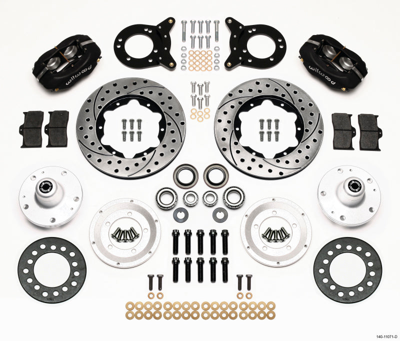 Wilwood Forged Dynalite Front Kit 11.00in Drilled 1965-1969 Mustang Disc & Drum Spindle - 140-11071-D