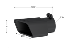 Load image into Gallery viewer, MBRP Universal Tip 4.75inx 3in Rectangle Angled Cut 3in O.D. inlet Pass. Side 7.375in length Black - T5120BLK