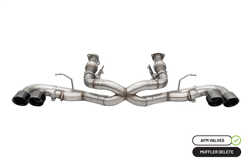 Corsa 20-25 Corvette C8 3in Xtreme Cat-Back Exhaust 4.5in Blk Quad Tips - Integrates stock AFM Valve - 21102BLK
