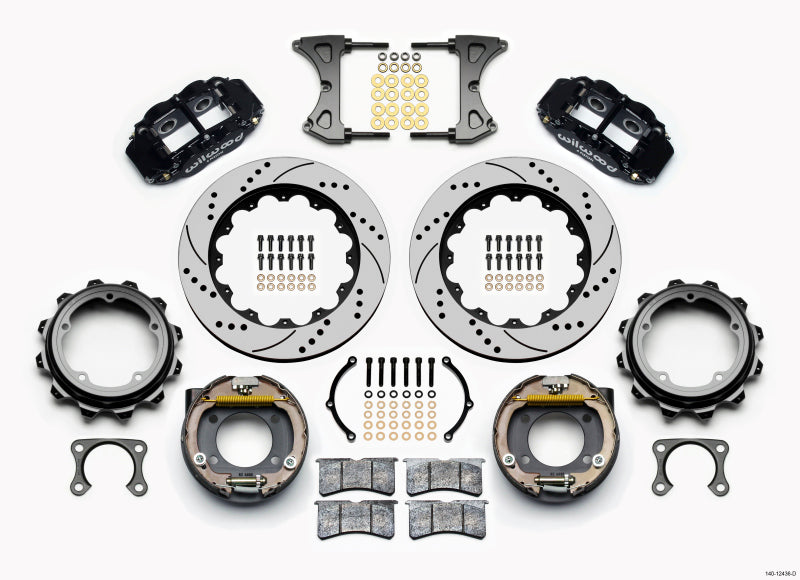 Wilwood Narrow Superlite 4R Rear P-Brk Kit 14.00in Drilled Strange Eng Floater 3.49in Offset - 140-12436-D