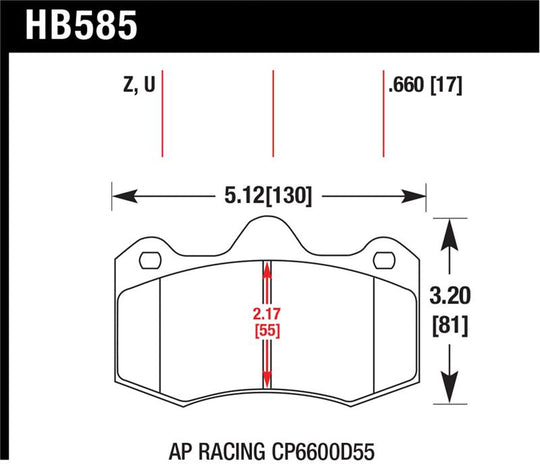 Hawk AP Racing CP 6600 DTC-70 Race Brake Pads - HB585U.660