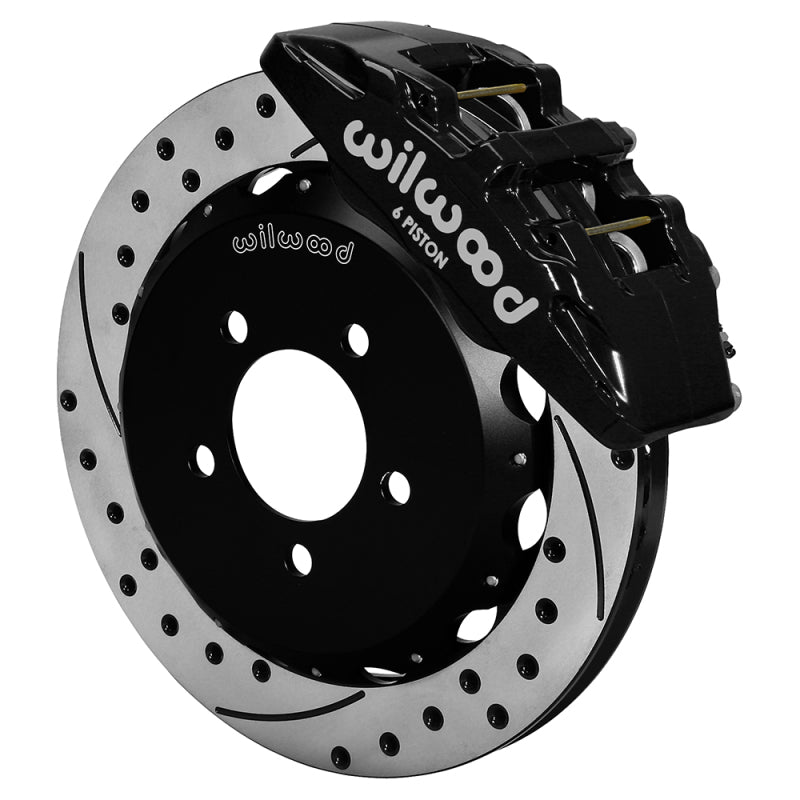 Wilwood Forged Dynapro 6 Front Big Brake Kit - 12.88 x 1.00 Drilled & Slotted - Black - 140-12048-D