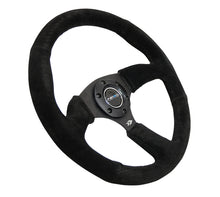 Load image into Gallery viewer, NRG Reinforced Steering Wheel (350mm / 2.5in. Deep) Blk Suede Comfort Grip w/5mm Matte Blk Spokes - RST-023MB-S
