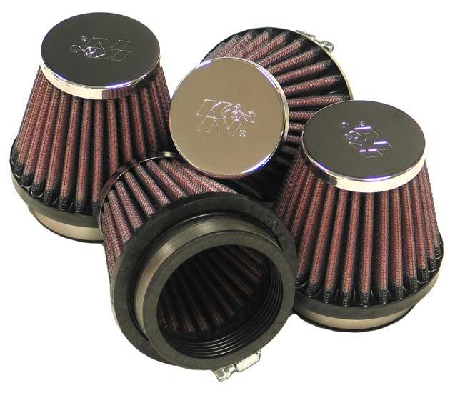 K&N Universal Chrome Filter 2.125 in Flange ID / 3in Base OD / 2in Top OD / 2.75in H (4 per box) - RC-2344