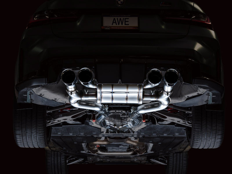 AWE Tuning SwitchPath Cat-Back Exhaust for BMW G8X M3/M4 - Chrome Silver Tips - 3025-43480