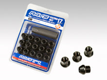 Load image into Gallery viewer, Rays 17 Hex Racing Nut Set L25 Short Type 12x1.25 - Black Chromate (16 Pieces) - W17RN12125BL25