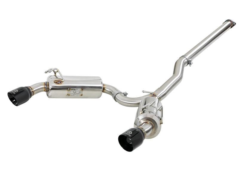 aFe Takeda 3in. to 2.5in. 304 SS C/B Exhaust 08-15 Mitsubishi Lancer EVO I4-2.0L (t) - Black Tips - 49-36701-B