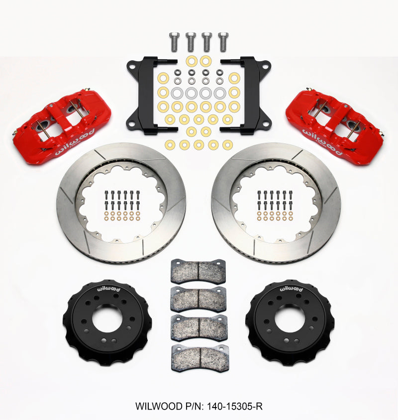 Wilwood AERO6 Front Hat Kit 14.00 Red 63-87 C10 w/ Wilwood Pro Spindles - 140-15305-R