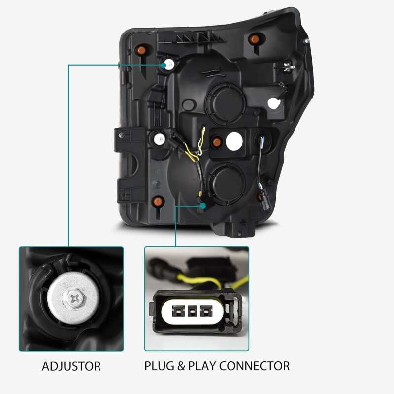 AlphaRex 11-16 Ford F-350 SD LUXX LED Proj Headlights Plank Style Alpha Blk w/Activ Light/Seq Signal - 880143