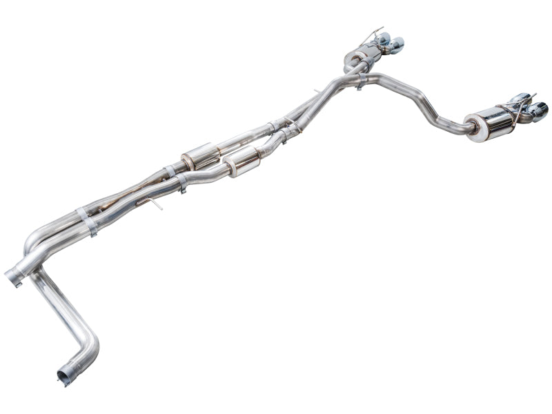 AWE Tuning 2021+ Cadillac Escalade 6.2L 0FG Dual Exit Exhaust System w/ 5in Chrome Silver Tips - 3015-42321