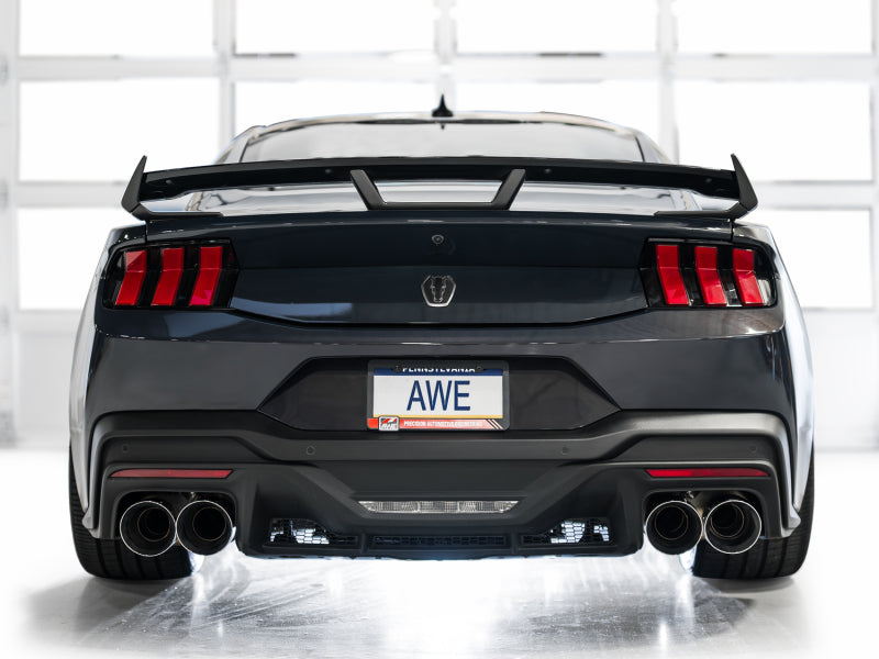 AWE 2024 Ford Mustang Dark Horse S650 RWD Track Edition Cat-Back Exhaust w/ Quad Chrome Silver Tips - 3020-42375