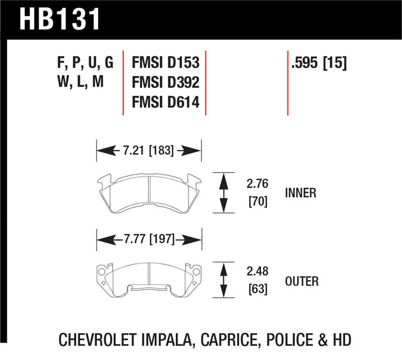 Hawk 79-84 Chevrolet C20/C30/G30/K20 Black Race Front Brake Pads - HB131M.595