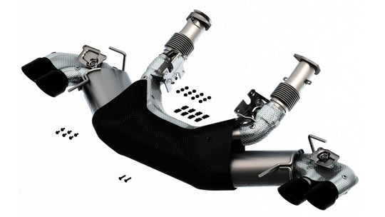 Borla 2020 Chevrolet Corvette C8 6.2L S-Type Exhaust System Dual Round Rolled A/C Black Chrome Tips - 140838BC