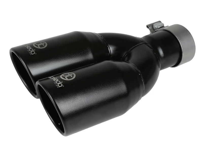 aFe Takeda 304 Stainless Steel Clamp-on Exhaust Tip Black 2-1/2ininlet x 3-1/2in Outlet X 12in L - 49T25374-B121