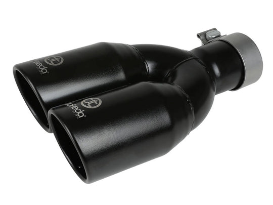 aFe Takeda 304 Stainless Steel Clamp-on Exhaust Tip Black 2-1/2ininlet x 3-1/2in Outlet X 12in L - 49T25374-B121
