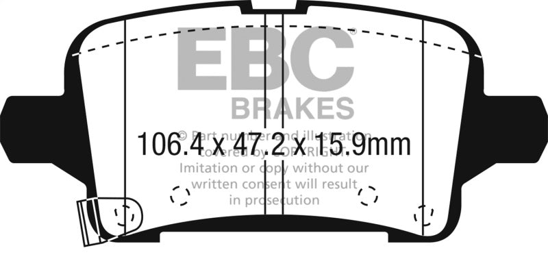 EBC 2016+ Chevrolet Malibu 1.5L Turbo (Elec PB) Yellowstuff Rear Brake Pads - DP43074R