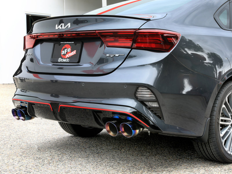 aFe 22-24 Kia Forte GT 1.6L 3in-2.5in 304 Stainless Steel Axle-Back Exhaust w/ Blue Flame Tips - 49-37039-L