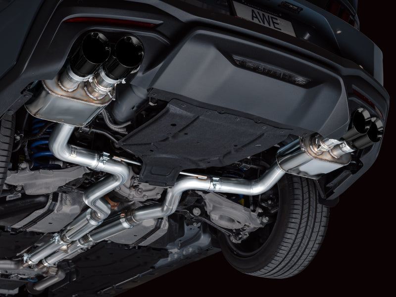 AWE 2024 Ford Mustang GT Fastback S650 RWD SwitchPath Cat-Back Exhaust w/ Quad Diamond Black Tips - 3025-43650